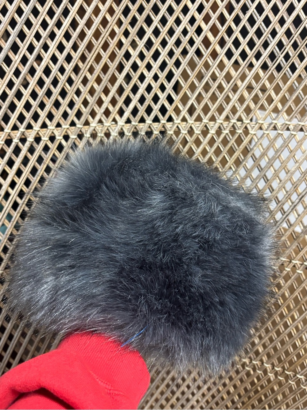 Faux Fur Pom Beanie Hat - Black